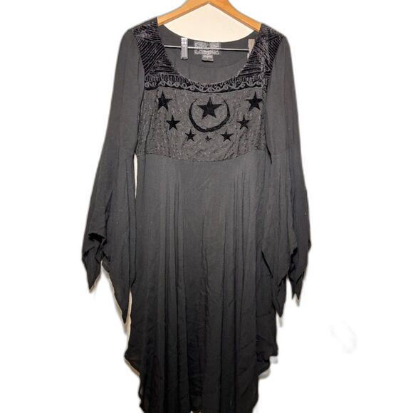 Eternal Love Tunic Mini Dress Large Black Goth Whimsygoth Vamp Witchy Celestial - Picture 1 of 5